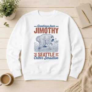Hot Nice Greetings From Jimothy Seattle Critter Raccoon Comfort Colors Sweater