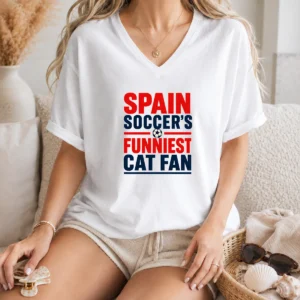 Top Spain Soccer Cat Meme Funny Minimalist V-Neck Shirt