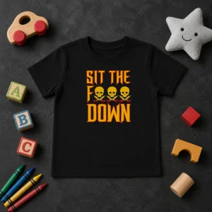 Pretty Sit The F Down Pirate Skull Crossbones Kids T-Shirt