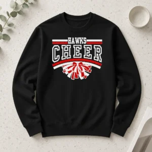 Pretty Hot Hutchinson Hawks Cheer Maroon Glitter Long Sleeve Shirt