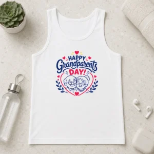 Awesome Happy Grandparents Day Heart Wreath Line Art Tank Top