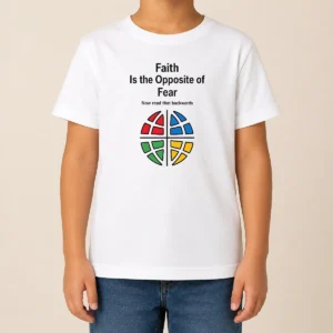 Happy Original Faith Is The Opposite Of Fear Motivational Quote Apparel Kids T-Shirt