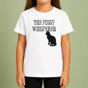 Hot Pretty The Pussy Whisperer With Black Cat Silhouette Kids T-Shirt
