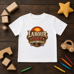 Funny Western Labour Day Work Hard Take Pride Cowboy Kids T-Shirt