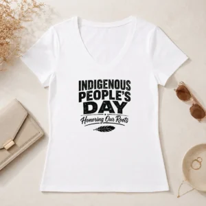 Premium Happy Indigenous Peoples Day Pride Silhouette V-Neck Shirt