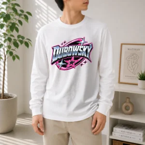 Pretty Dubowsky Chrome Metallic Star Burst Pop Art Logo Long Sleeve Shirt