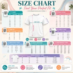 Size chart for Funny Rape Mode On with measurements in inches and cm to help choose the right fit