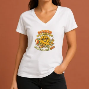 Awesome Pretty Summer Bank Holiday Vintage Chill Sun V-Neck Shirt