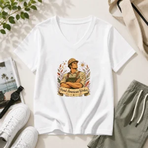 Original American Labour Day Proud Worker Boho V-Neck Shirt