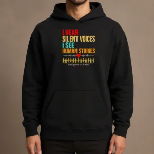 Hot I Hear Silent Voices I See Human Stories Every Person Has A Story Hoodie