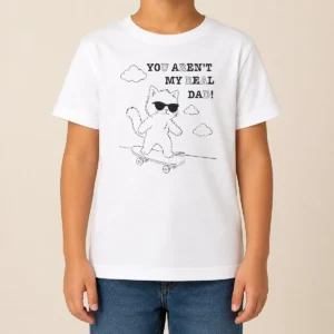 Hot Official You Aren'T My Real Dad Skater Cat Skateboard Kids T-Shirt