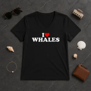 Happy Nice I Love Whales V-Neck Shirt