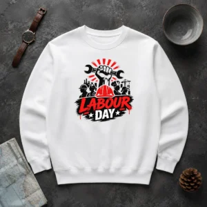 Top Official Labour Day Workers Silhouette Fist Wrench Grunge Sweater