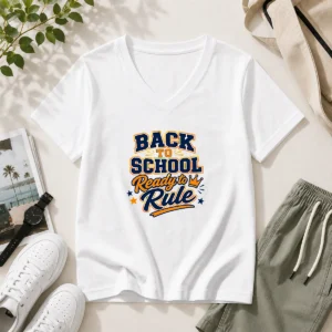 Pretty Back To School Vector Typography Ready To Rule V-Neck Shirt