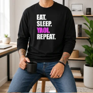 Funny Eat Sleep Yaoi Repeat Anime Manga Otaku Long Sleeve Shirt