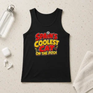 Hot Pretty Spain Soccer Cat Meme Funny Cartoon Tank Top