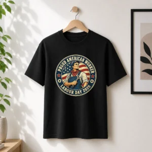 Nice Labour Day Proud American Worker Vintage Badge
