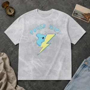 Awesome Hot Koya BT21 Power Nap Lightning Bolt Sleeping Washed T-Shirt