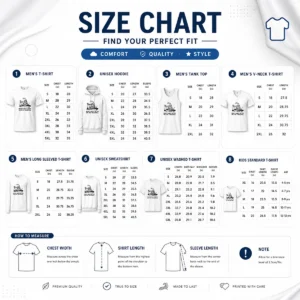 Size chart for Pretty Dont Treadmill On Me with measurements in inches and cm to help choose the right fit