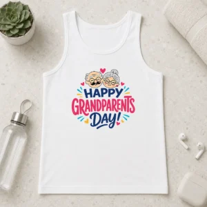 Nice Original Happy Grandparents Day Cute Couple Hearts Typography Tank Top
