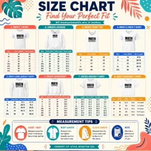 Size chart for Funny Math The Reason You Keep Losing The Lottery with measurements in inches and cm to help choose the right fit