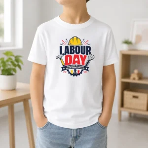 Top Labour Day Honoring Work Hard Hat Tools Workers Kids T-Shirt