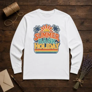 Awesome Vintage Retro Summer Bank Holiday Palm Sunburst Long Sleeve Shirt