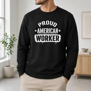 Pretty Official Labour Day Proud American Worker Stencil Sweater