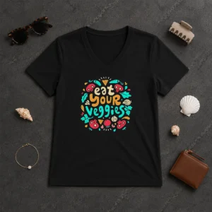 Premium Hot Eat Your Veggies Healthy Eating Vegetables V-Neck Shirt