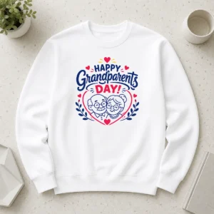 Awesome Happy Grandparents Day Heart Wreath Line Art Sweater