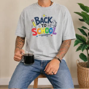 Pretty Colorful Bubble Letters Back To School Rainbow Washed T-Shirt