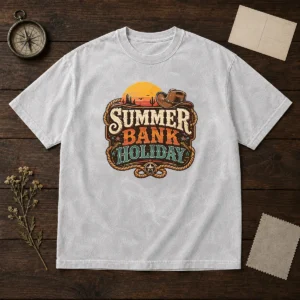 Pretty Western Cowboy Summer Bank Holiday Desert Sunset Washed T-Shirt