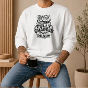 Hot Premium Back To School Fully Charged Line Art Sweater