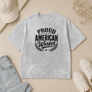 Happy Good Labour Day Proud American Worker Silhouette Washed T-Shirt