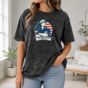 Awesome Hot Labour Day Minimalist Proud American Worker Washed T-Shirt