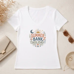 Hot Boho Celestial Summer Bank Holiday Moon Sun Floral V-Neck Shirt