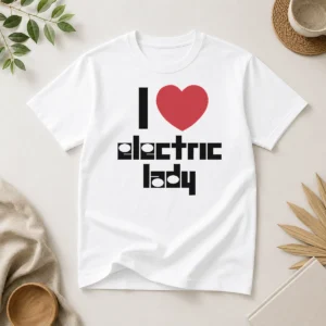 Official Premium I Love Electric Lady Jimi Hendrix Rock Music