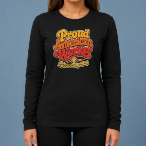 Nice Proud American Worker Labour Day 2026 Groovy Retro Long Sleeve Shirt