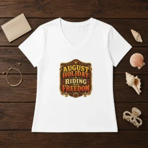 Good August Holiday Western Freedom Ride V-Neck Shirt