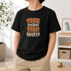 Premium Funny Halloween Trick On The Streets Treat In The Sheets Kids T-Shirt