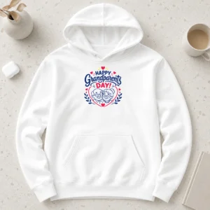 Awesome Happy Grandparents Day Heart Wreath Line Art Hoodie