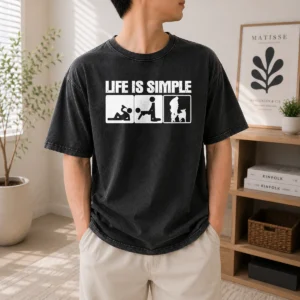 Premium Life Is Simple Drinking Dog Funny Beer Patrol Police K9 Washed T-Shirt