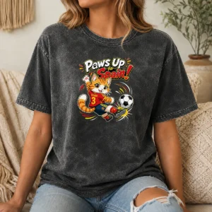 Official Spanish Soccer Cat Meme Anime Washed T-Shirt
