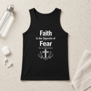 Happy Top Faith Is The Opposite Of Fear Now Read That Backwards Tank Top