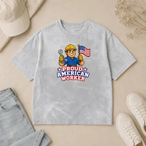 Perfect Awesome Labour Day Proud American Worker Pixel (2) Washed T-Shirt