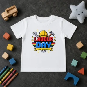 Hot Awesome Labour Day Pixel Art Thank You Workers Hard Hat Kids T-Shirt