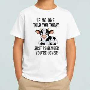 Funny Official Cow If No One Told You Today Just Remember You'Re Loved Kids T-Shirt