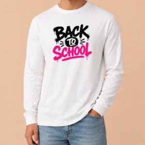 Good Pretty Brush Script Back To School Yellow Outline Long Sleeve Shirt