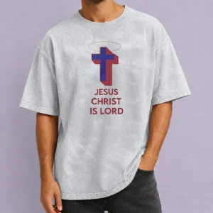 Hot Pretty Jesus Christ Is Lord Cross Christian Religious Washed T-Shirt