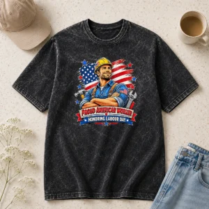 Premium Pretty American Labour Day Celebration Vintage Washed T-Shirt
